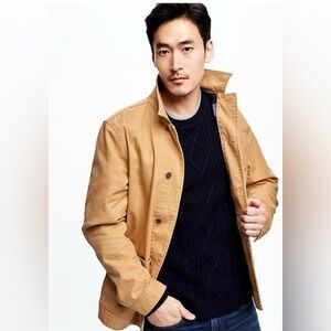 Old Navy Men’s Flannel-Lined Khaki Pockets Cotton Canvas Barn Coat Jacket